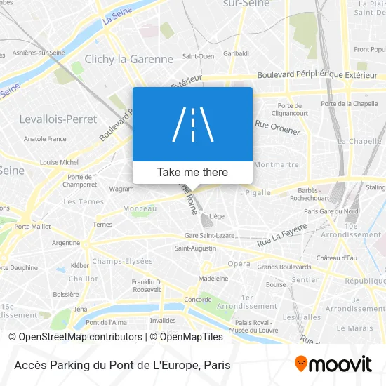 Accès Parking du Pont de L'Europe map
