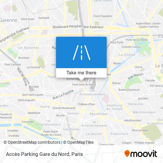 Accès Parking Gare du Nord map