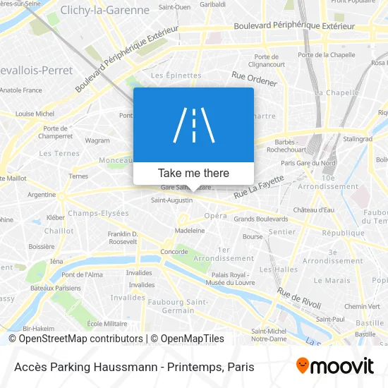 Accès Parking Haussmann - Printemps map