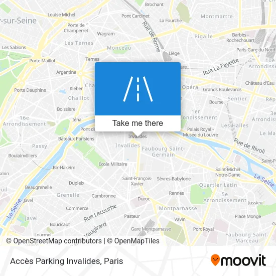 Mapa Accès Parking Invalides