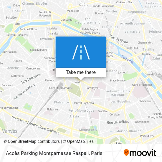 Accès Parking Montparnasse Raspail map