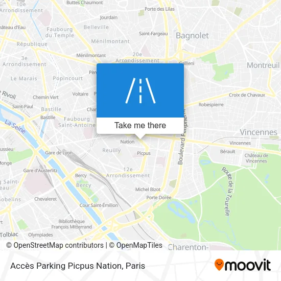 Accès Parking Picpus Nation map