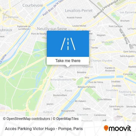 Mapa Accès Parking Victor Hugo - Pompe