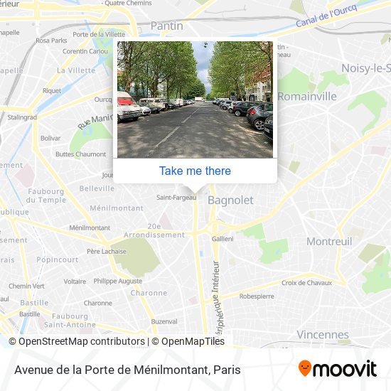 Avenue de la Porte de Ménilmontant map