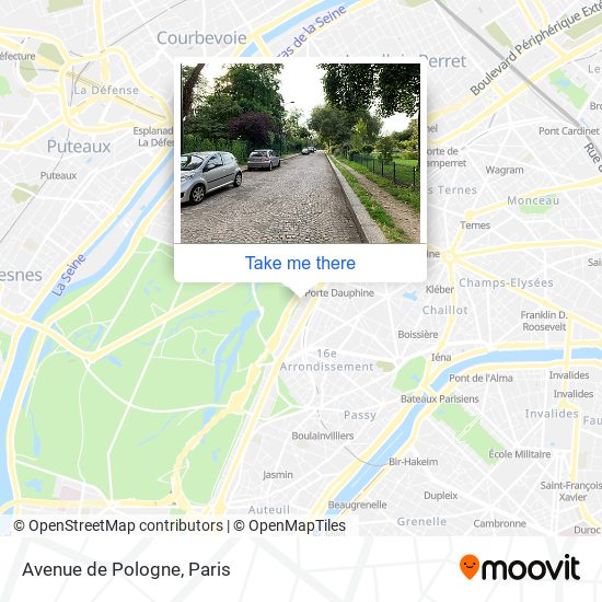 How to get to Avenue de Pologne in Paris by Bus Metro or RER