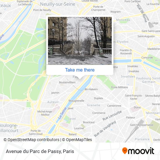 Mapa Avenue du Parc de Passy