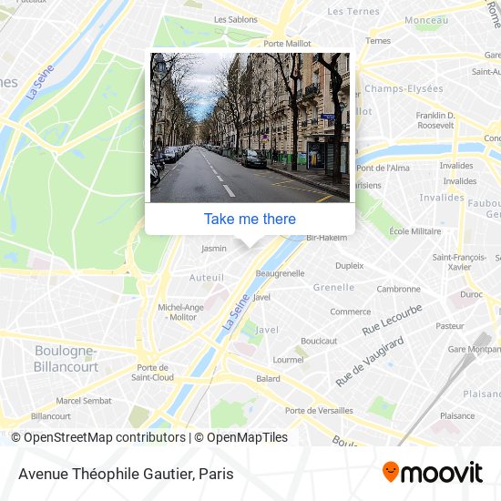 Mapa Avenue Théophile Gautier