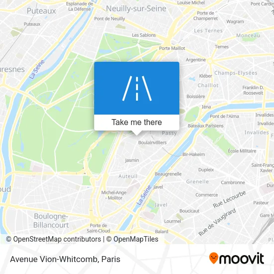 Avenue Vion-Whitcomb map