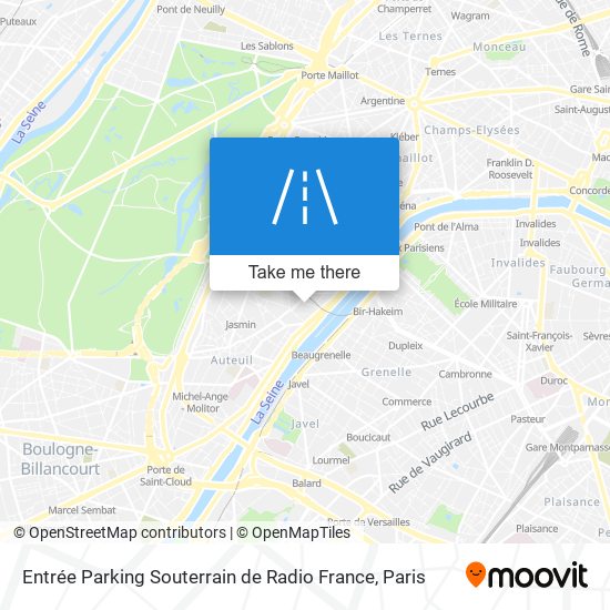 Entrée Parking Souterrain de Radio France map