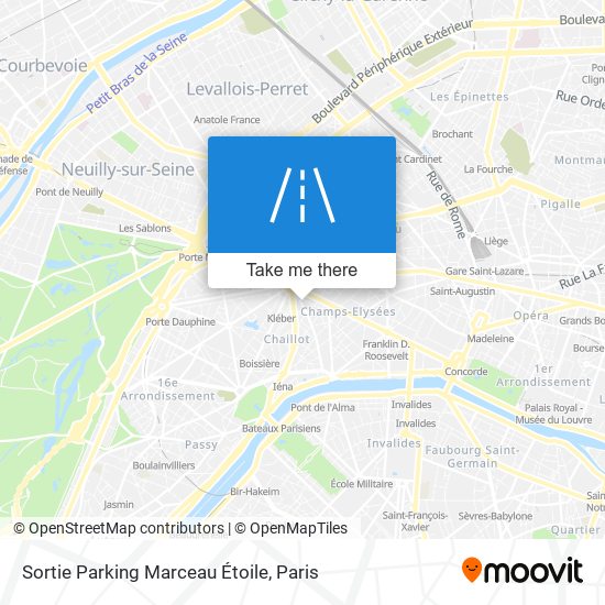 Sortie Parking Marceau Étoile map