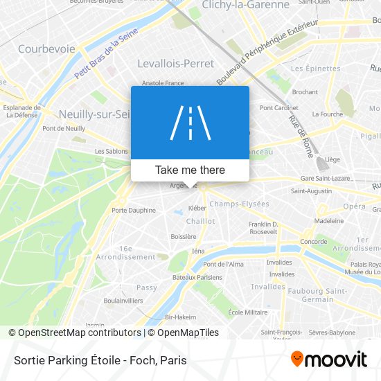 Sortie Parking Étoile - Foch map