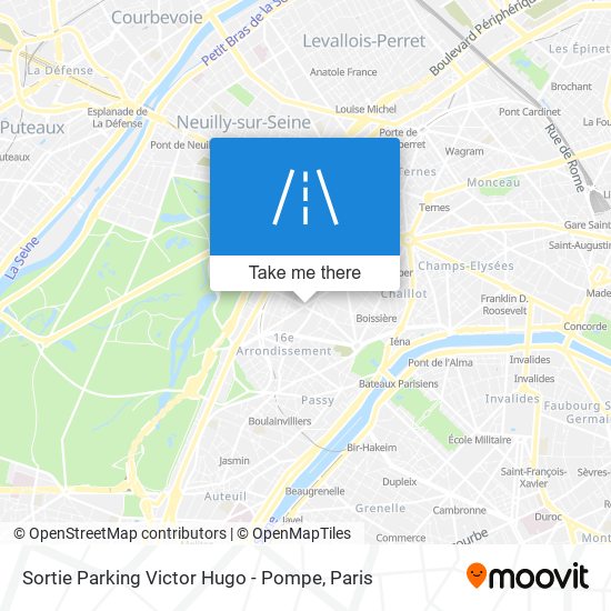 Mapa Sortie Parking Victor Hugo - Pompe