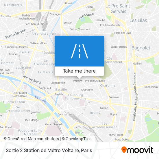 Sortie 2 Station de Métro Voltaire map