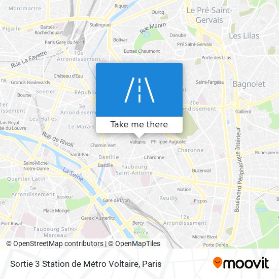 Mapa Sortie 3 Station de Métro Voltaire