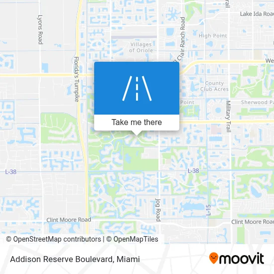 Addison Reserve Boulevard map