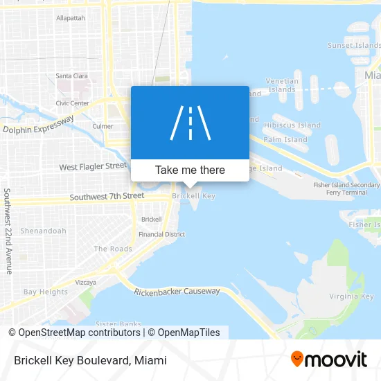 Brickell Key Boulevard map