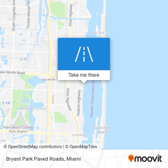 Mapa de Bryant Park Paved Roads