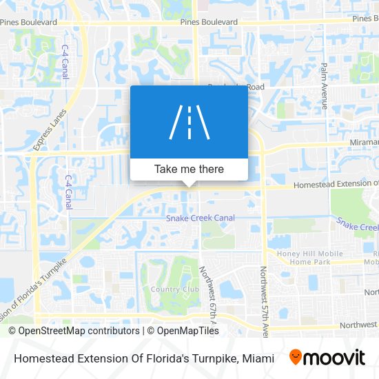 Homestead Extension Of Florida's Turnpike map
