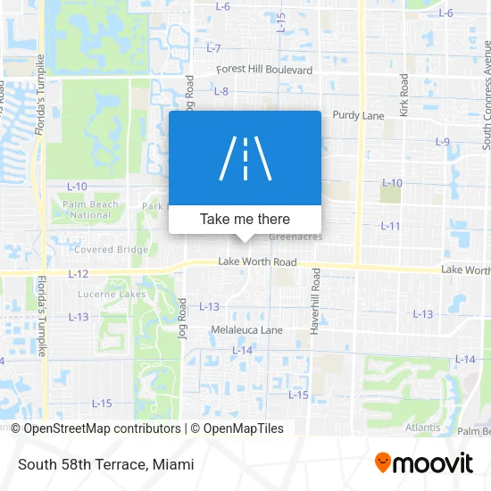South 58th Terrace map