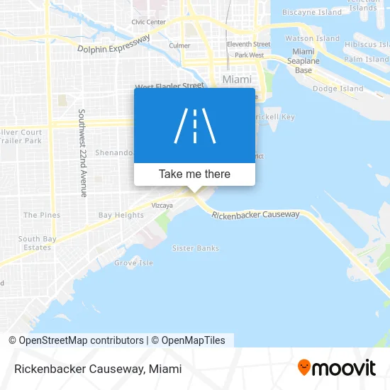 Rickenbacker Causeway map