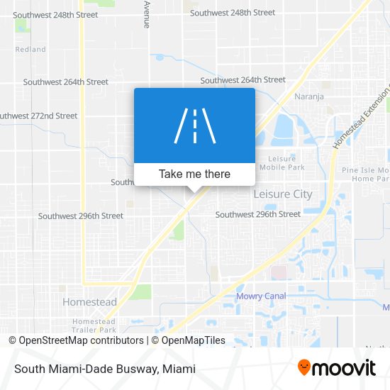 South Miami-Dade Busway map