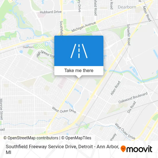 Southfield Freeway Service Drive map