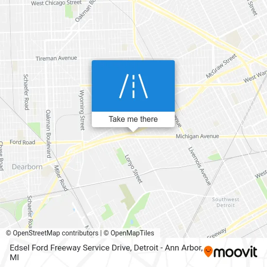 Edsel Ford Freeway Service Drive map