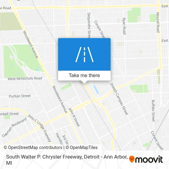 South Walter P. Chrysler Freeway map