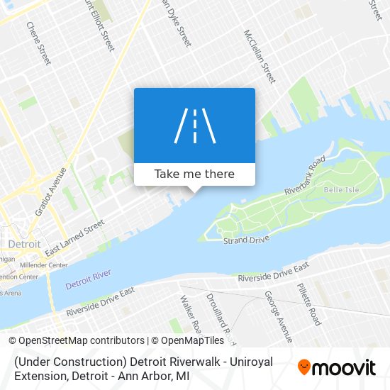 Mapa de (Under Construction) Detroit Riverwalk - Uniroyal Extension
