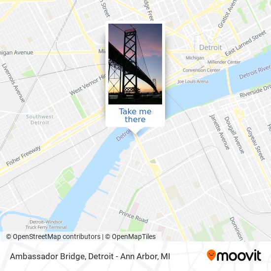 Ambassador Bridge map