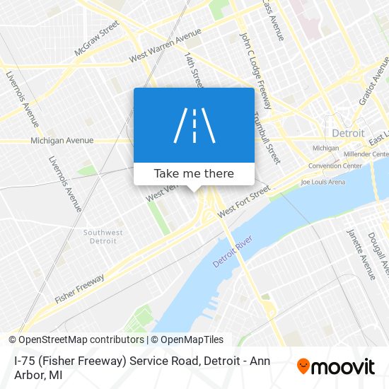 I-75 (Fisher Freeway) Service Road map