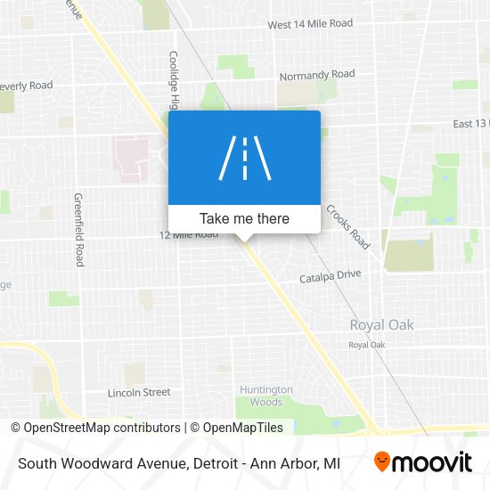 South Woodward Avenue map