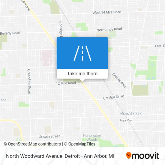 North Woodward Avenue map