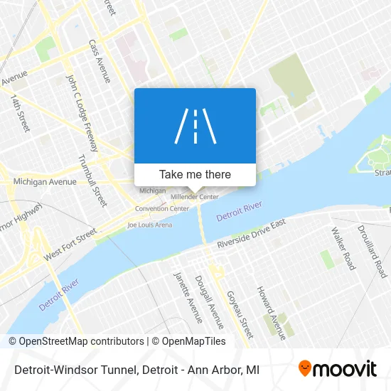 Detroit-Windsor Tunnel map