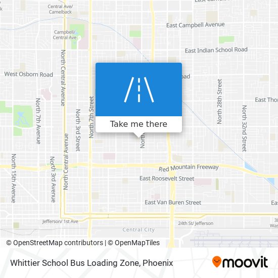 Whittier School Bus Loading Zone map