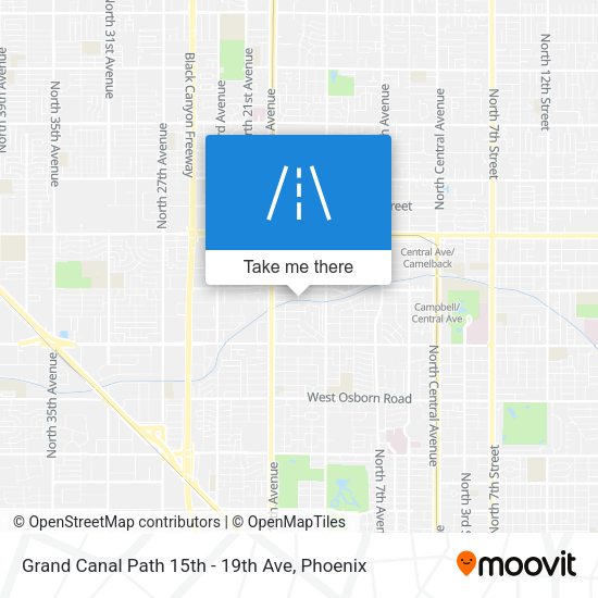 Grand Canal Path 15th - 19th Ave map