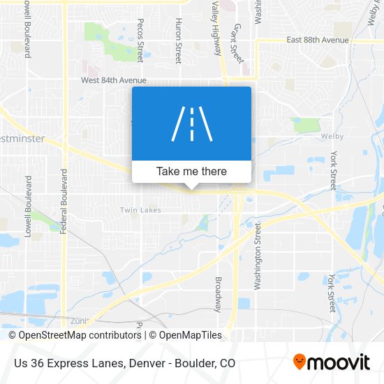 Us 36 Express Lanes map