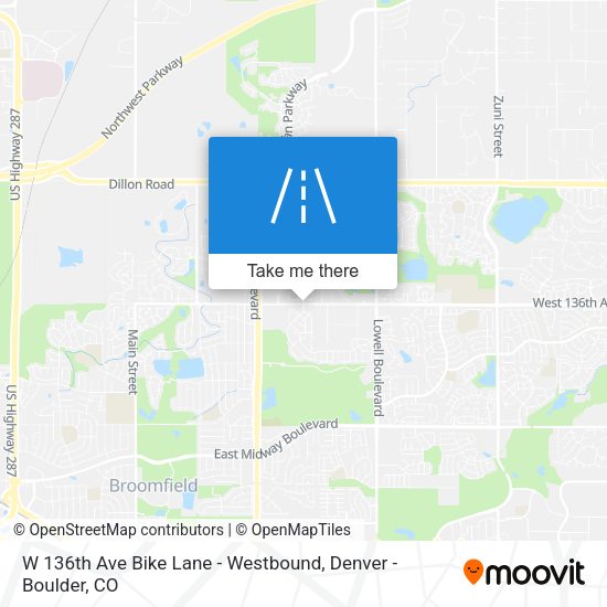 Mapa de W 136th Ave Bike Lane - Westbound