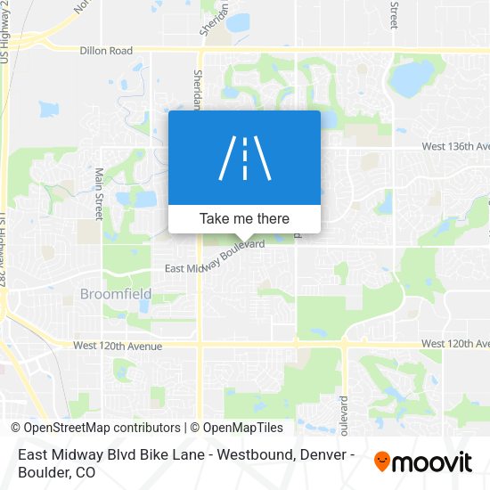 Mapa de East Midway Blvd Bike Lane - Westbound