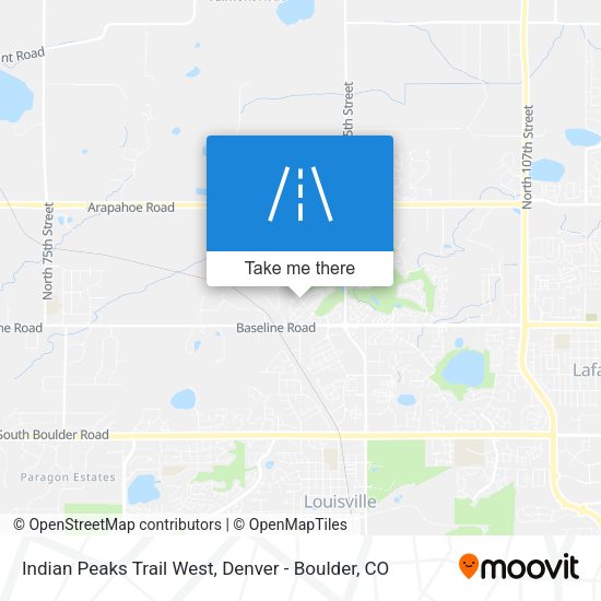 Indian Peaks Trail West map