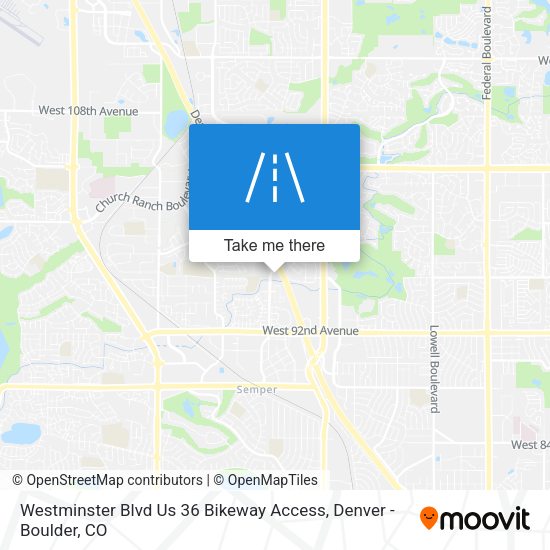 Westminster Blvd Us 36 Bikeway Access map