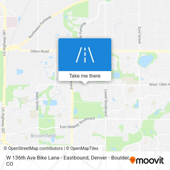 Mapa de W 136th Ave Bike Lane - Eastbound