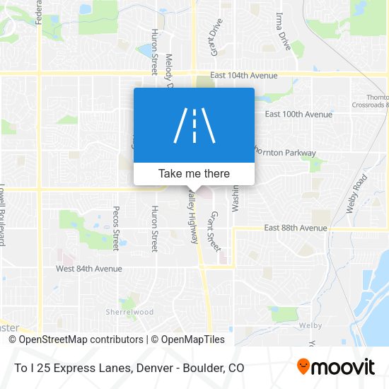 To I 25 Express Lanes map