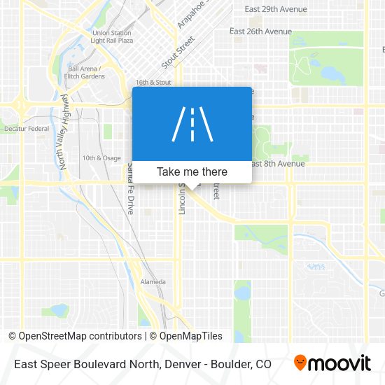 East Speer Boulevard North map