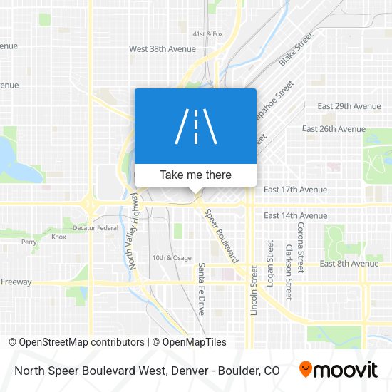 North Speer Boulevard West map