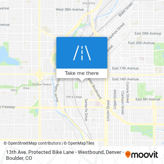 13th Ave. Protected Bike Lane - Westbound map