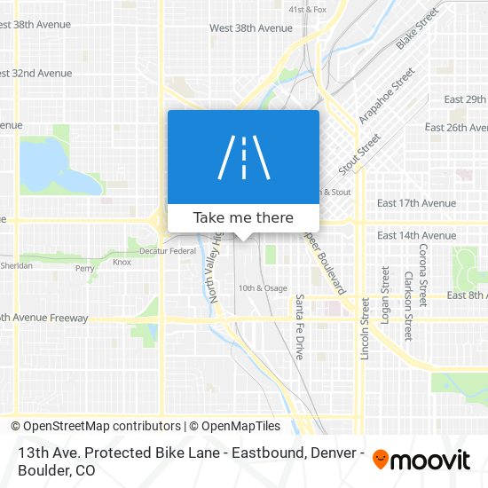 13th Ave. Protected Bike Lane - Eastbound map