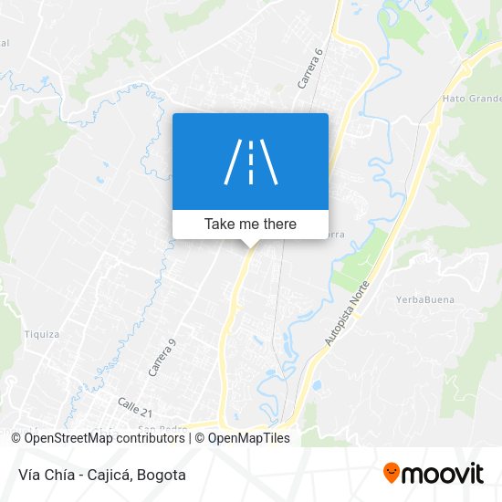 Mapa de Vía Chía - Cajicá