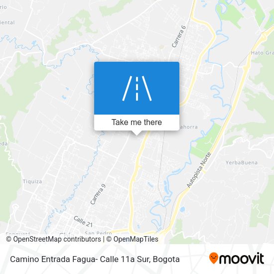 Mapa de Camino Entrada Fagua- Calle 11a Sur