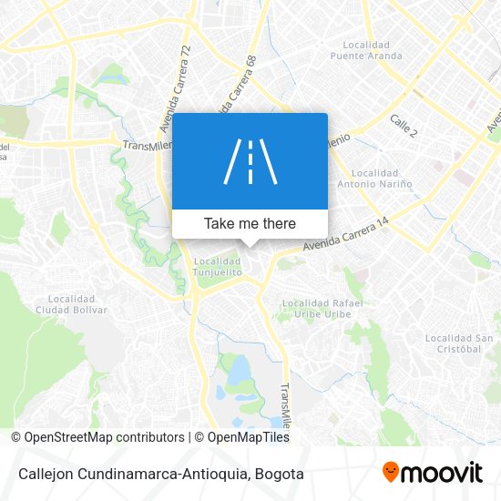 Mapa de Callejon Cundinamarca-Antioquia